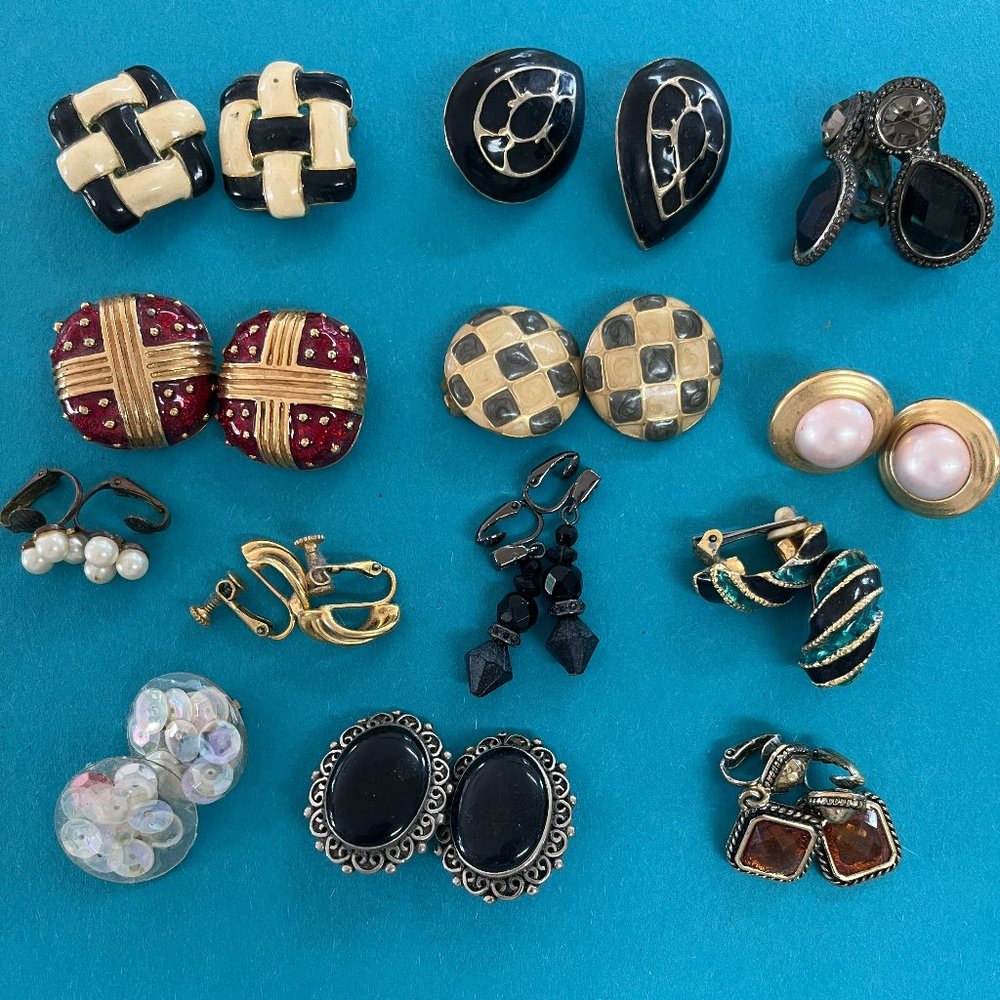 Bundle of 13 Pairs Vintage Earrings